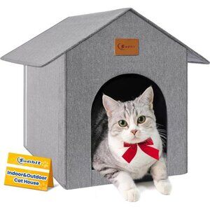 Outdoor Cat House Waterproof Insulated Cat Shelter Cozy Bed for Indoor Cats